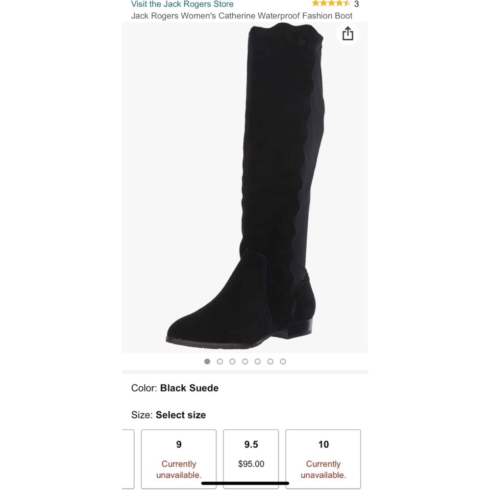Jack Rogers Catherine Suede waterproof black riding boot size 8.5